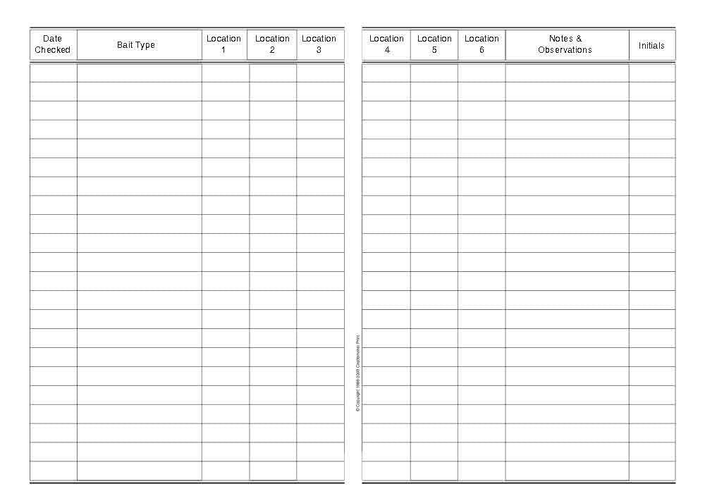 PEST CONTROL RECORD BOOK (A5/32 Pages) P067 (Bait Station Log)