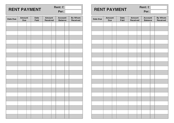 RENT BOOK (A5/12 Pages) R041 (Tennant's Copy of Payment to Landlord ...