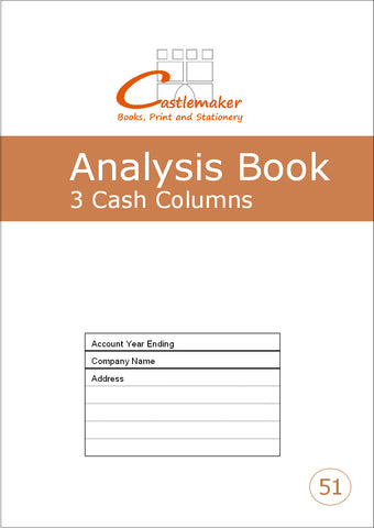 ANALYSIS BOOK (A4/32 Pages) A051 (3 Cash Column Un-headed Account Ledger)