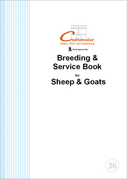 BREEDING & SERVICE BOOK FOR SHEEP & GOATS (A4/32 Pages) B036 (Lambing ...