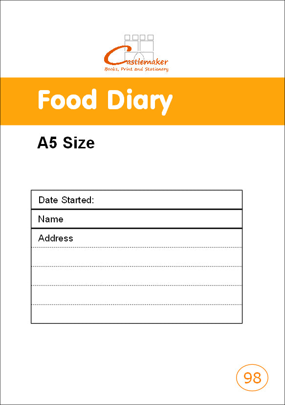 FOOD DIARY (A5/20 Pages) F098 (Meal Record Book - 9 Weeks/Book)