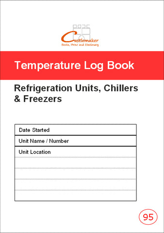 TEMPERATURE LOG BOOK (A5/16 Pages) T095 (Food Safety for Fridges, Freezers and Cold Cabinets)